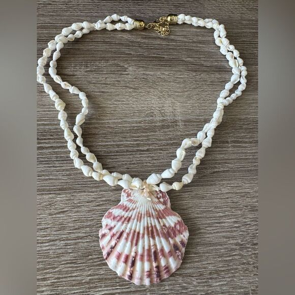 White and Pink Shell Necklace N908 - Picture 3 of 6